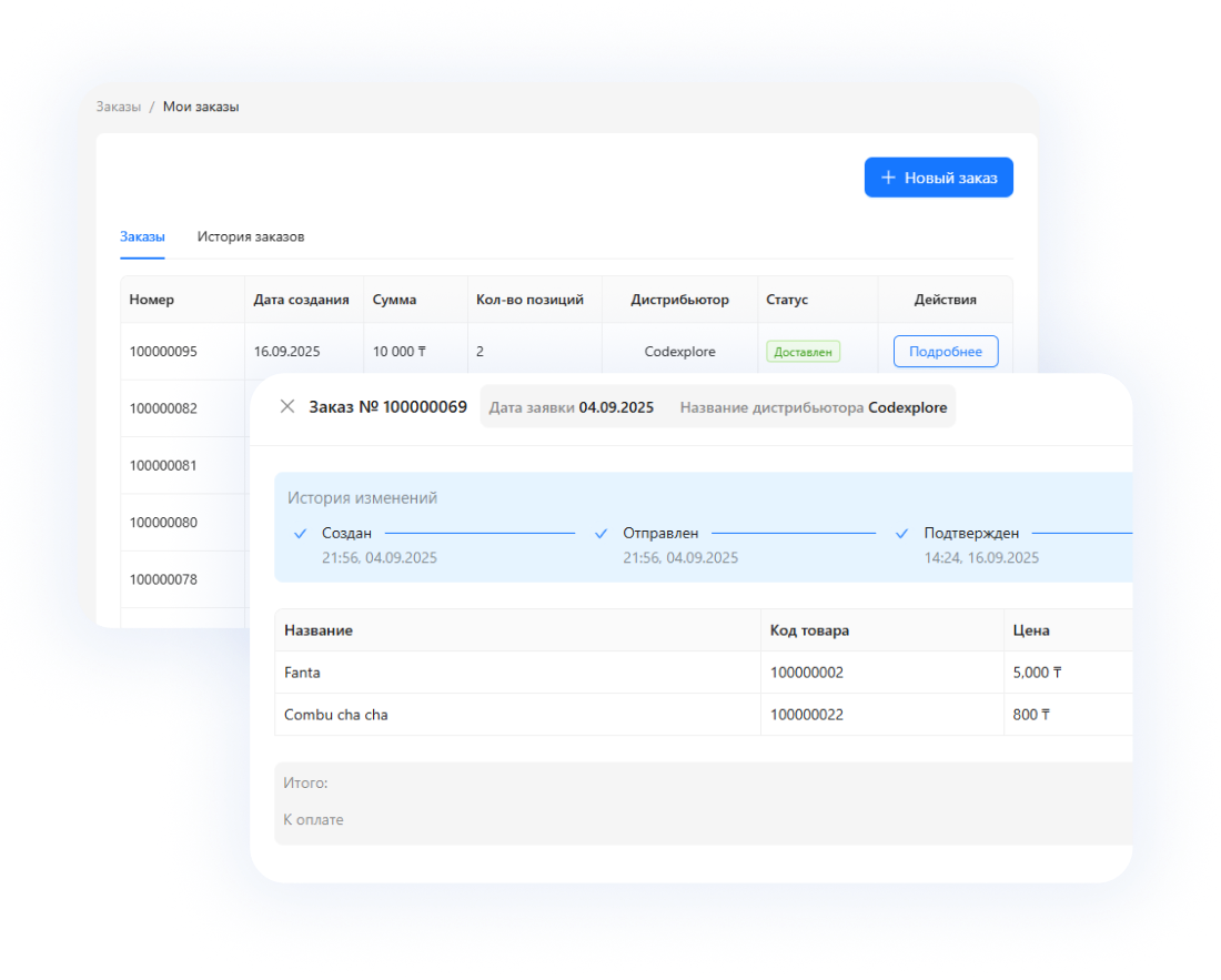 Формирование и отслеживание заказов